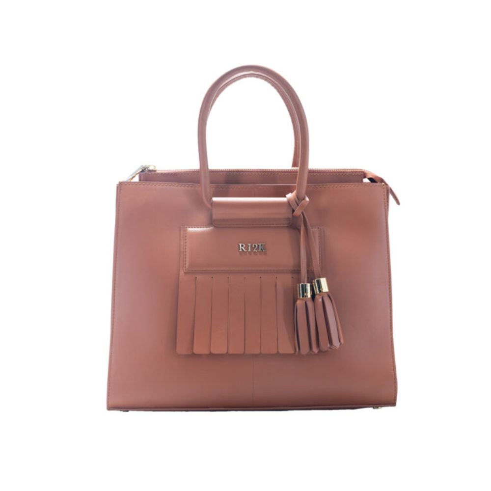 Brown Structured Tote Bag