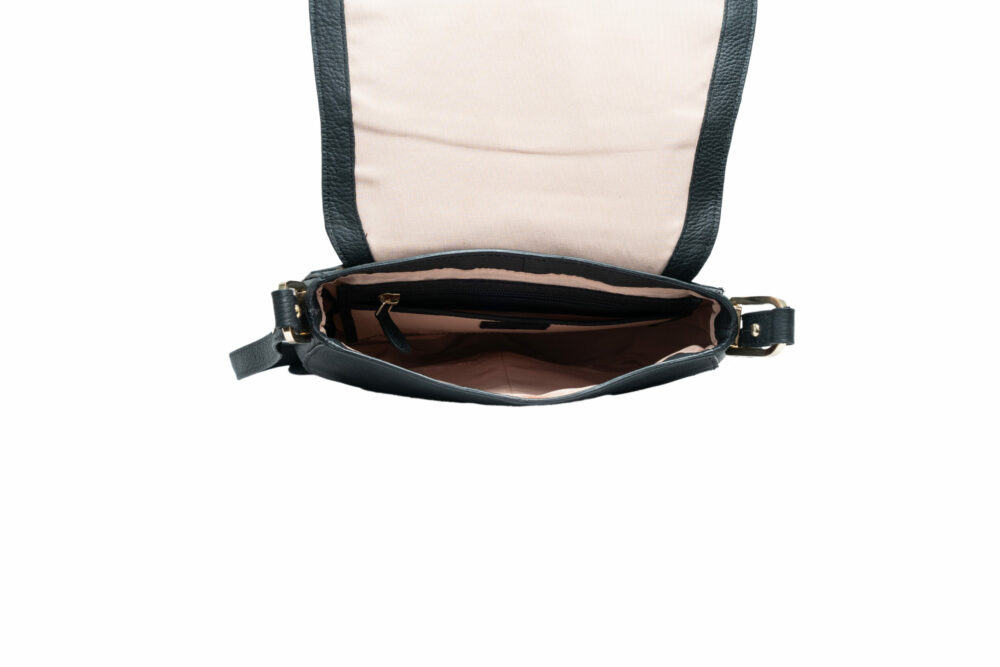 Edina Black Saddle Acrossbody Bag - Image 3