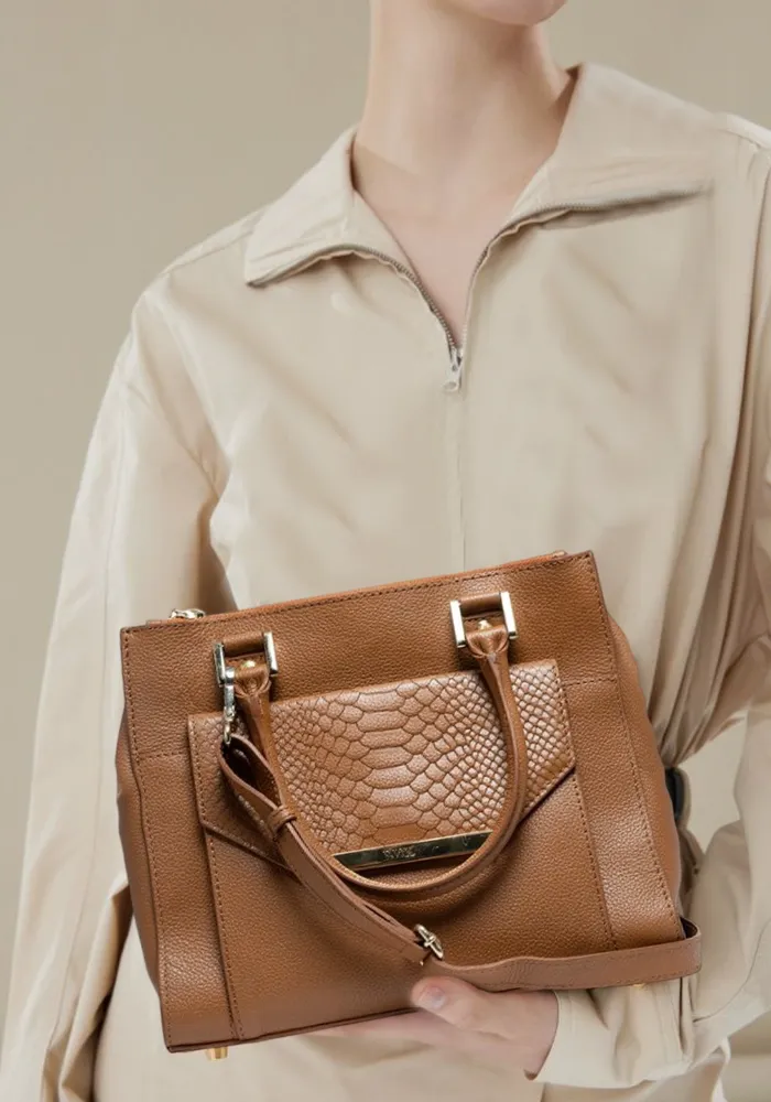 Tan Textured Flap Shoulder Bag