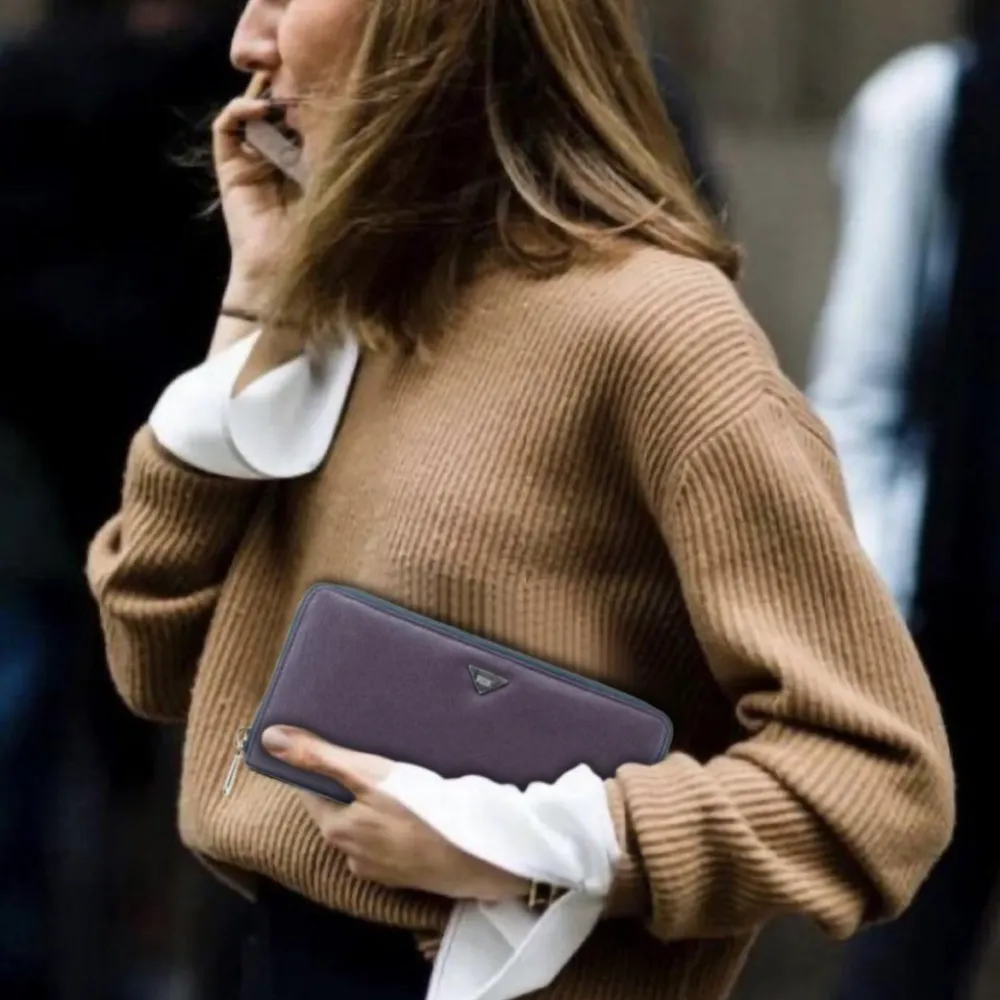 Dark Wine Zip Around Purse