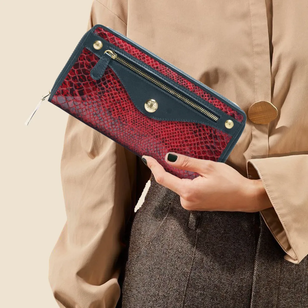 Red And Black Zip Around Purse