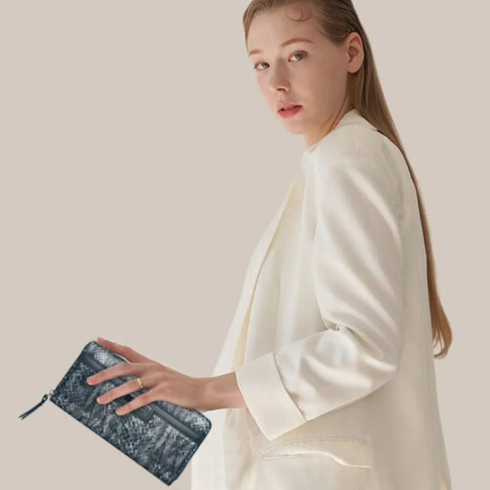 Silver Black Zip Around Purse