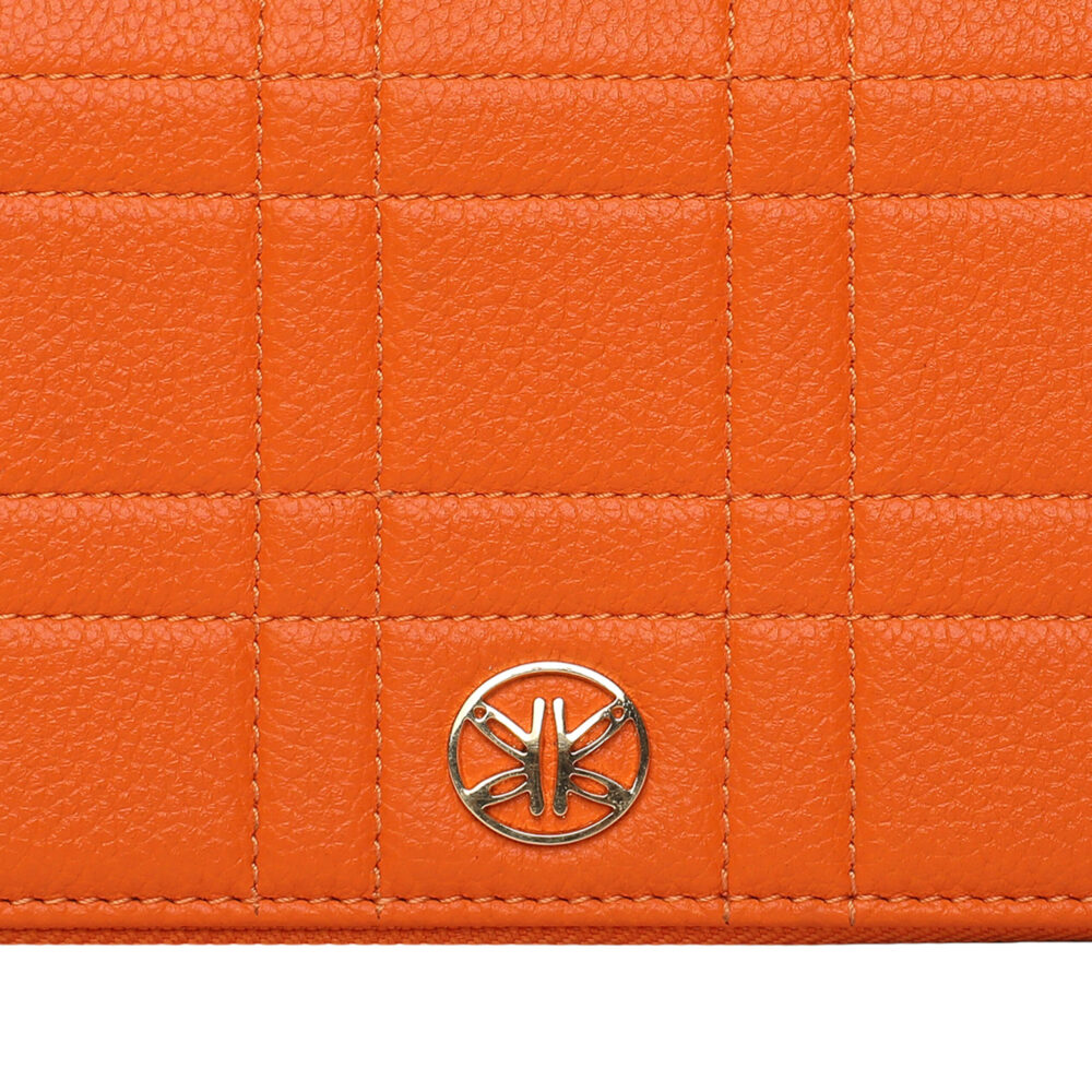 RI2K Genuine Leather Orange Quilted Zip Around Purse - Image 3