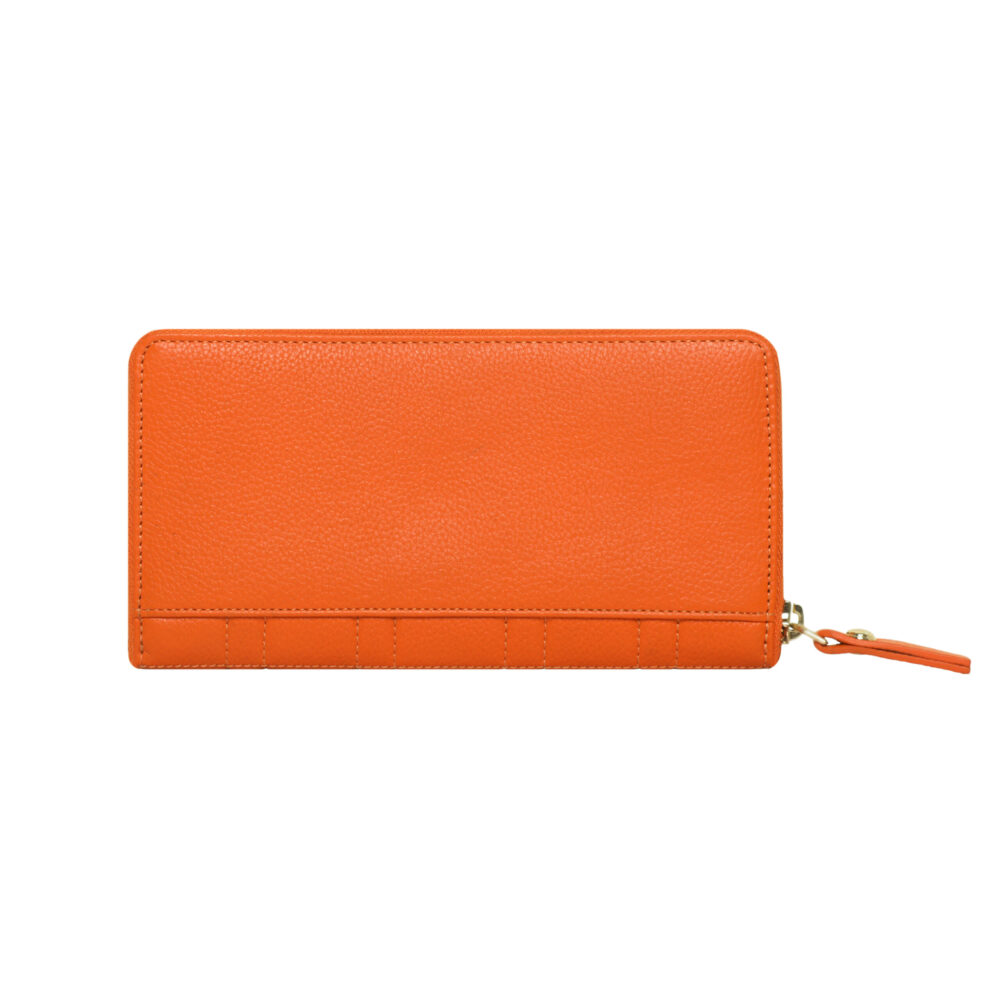 RI2K Genuine Leather Orange Quilted Zip Around Purse - Image 5