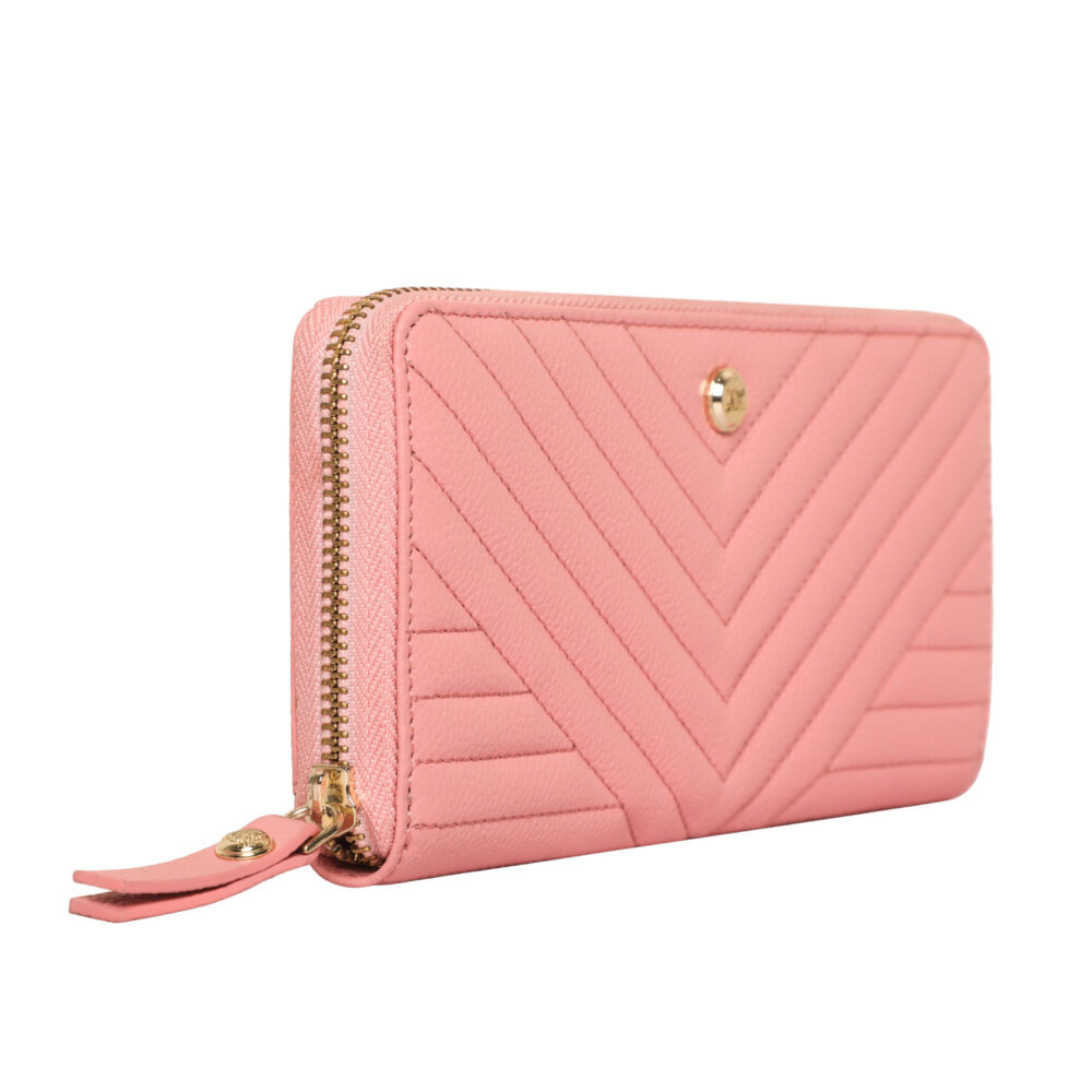 RI2K Women Genuine pink Quilted Leather Medium Zip Around Purse - Image 5