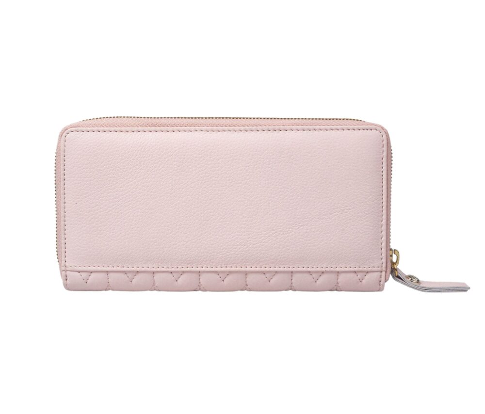 RI2K Genuine Leather Pink Quilted Zip Around Purse - Image 2