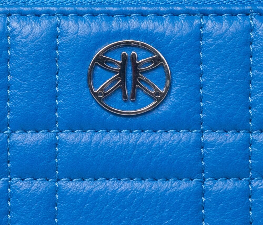 RI2K Genuine Leather Blue Quilted Zip Around Purse - Image 5