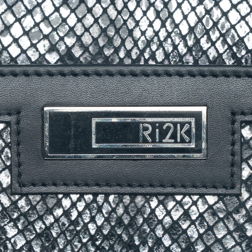 RI2K Genuine Leather Silver Black Zip Around Purse - Image 3