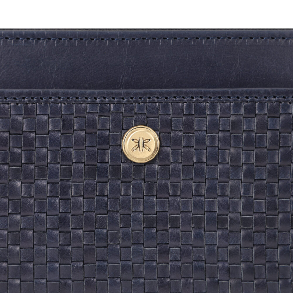 RI2K Women Navy Blue Leather Zip Around Purse - Image 5