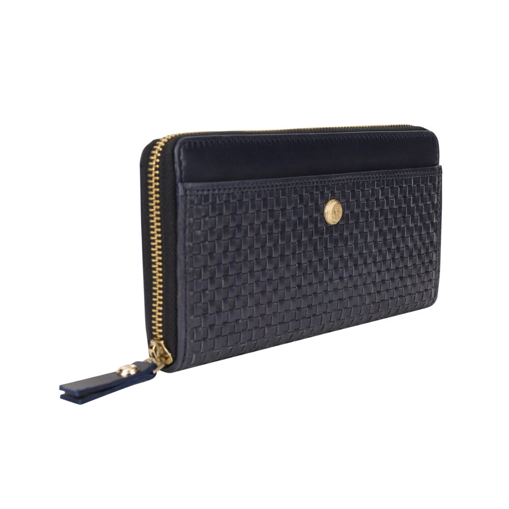 RI2K Women Navy Blue Leather Zip Around Purse - Image 3