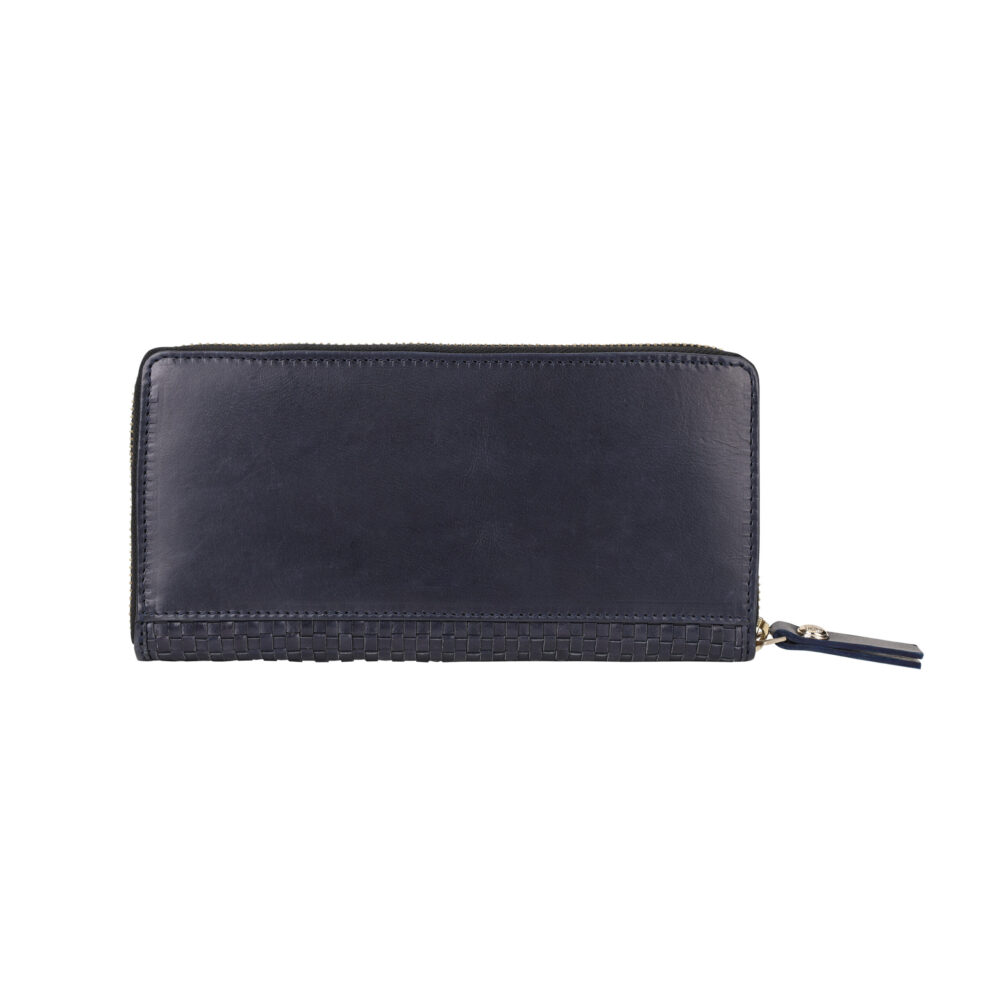 RI2K Women Navy Blue Leather Zip Around Purse - Image 6