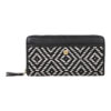 RI2K Women Black and White Genuine Leather Zip Around Purse