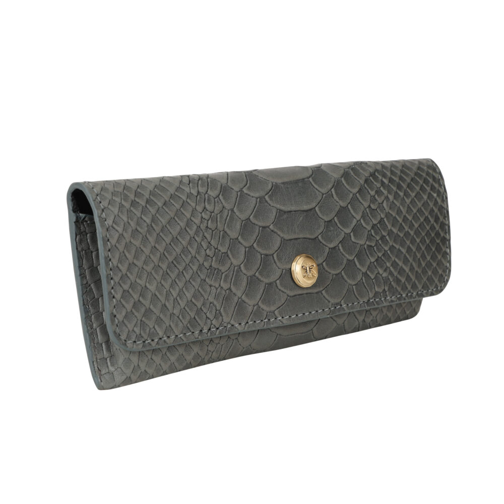 Grey Premium Leather Eyewear Case with Iconic British Flair - Image 4