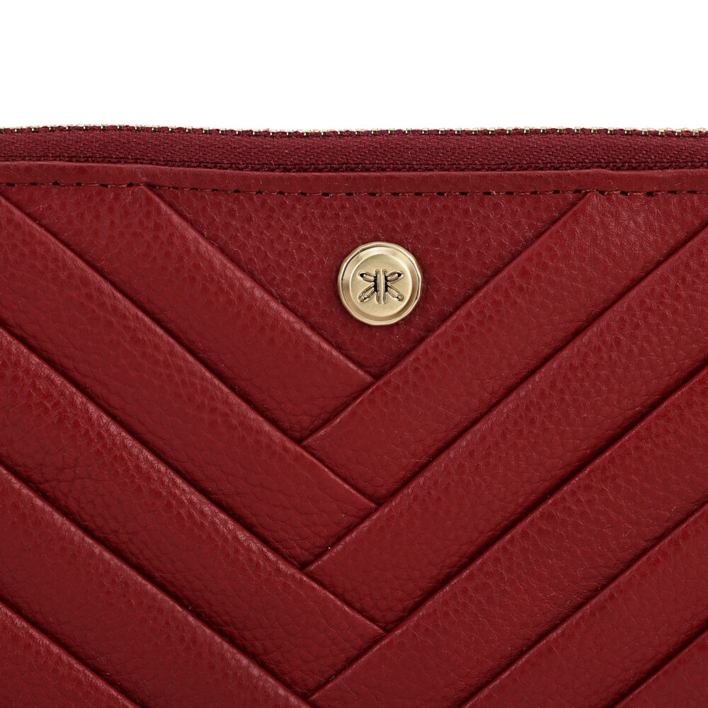 RI2K Genuine Leather Red Pleated Zip Around Purse - Image 4