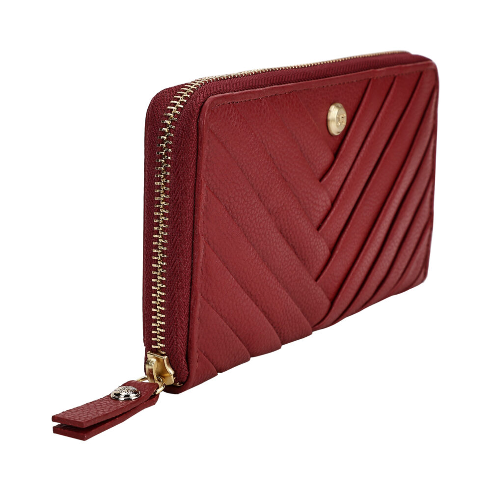 RI2K Genuine Leather Red Pleated Zip Around Purse - Image 2