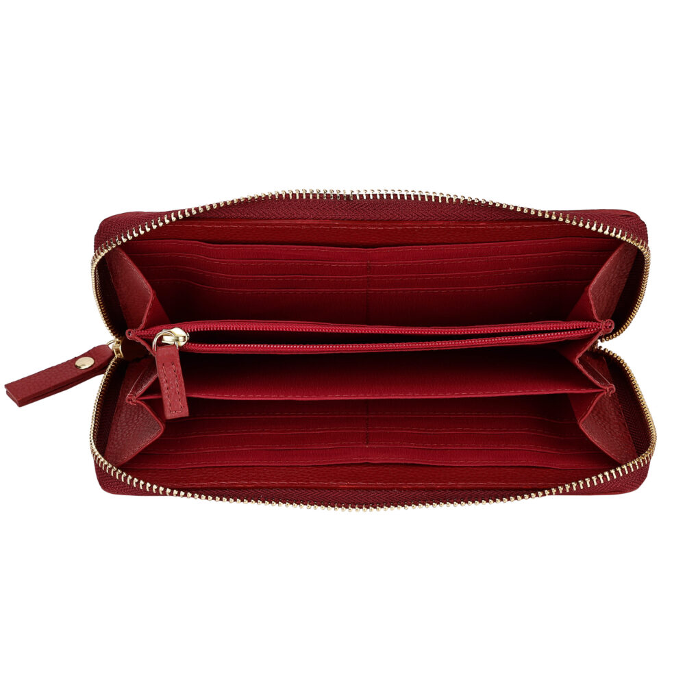 RI2K Genuine Leather Red Pleated Zip Around Purse - Image 5