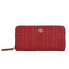 RI2K Genuine Leather Red Quilted Zip Around Purse