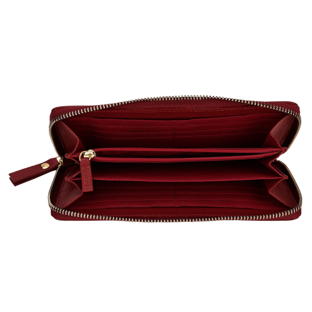 RI2K Genuine Leather Red Quilted Zip Around Purse - Image 2