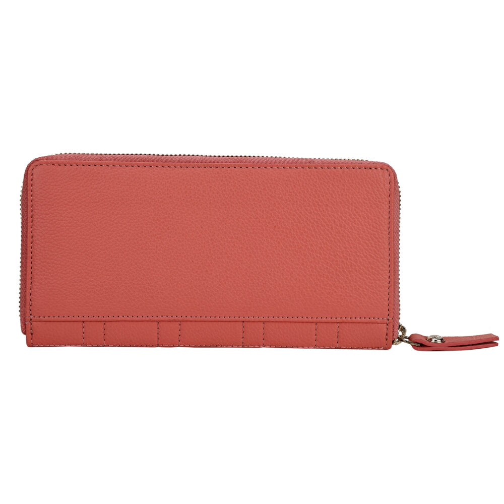 RI2K Genuine Leather Coral Quilted Zip Around Purse - Image 4