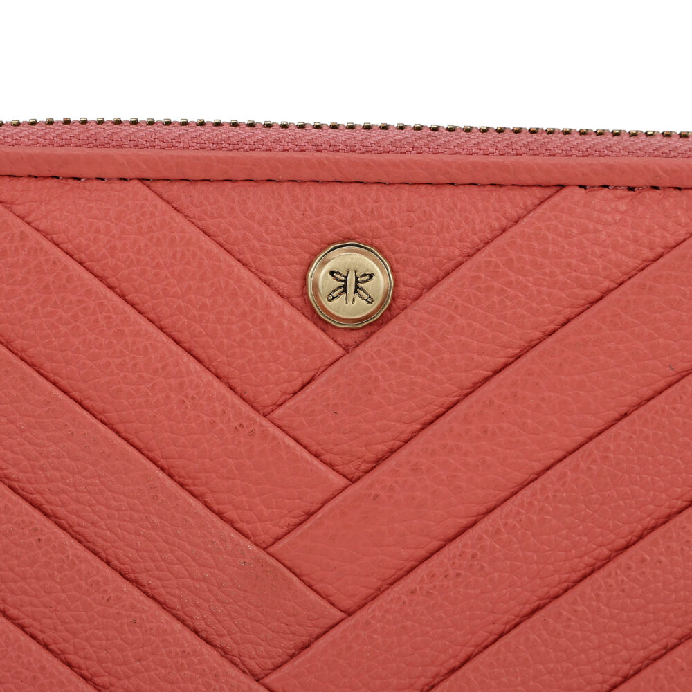 RI2K Genuine Leather Coral Pleated Zip Around Purse - Image 2