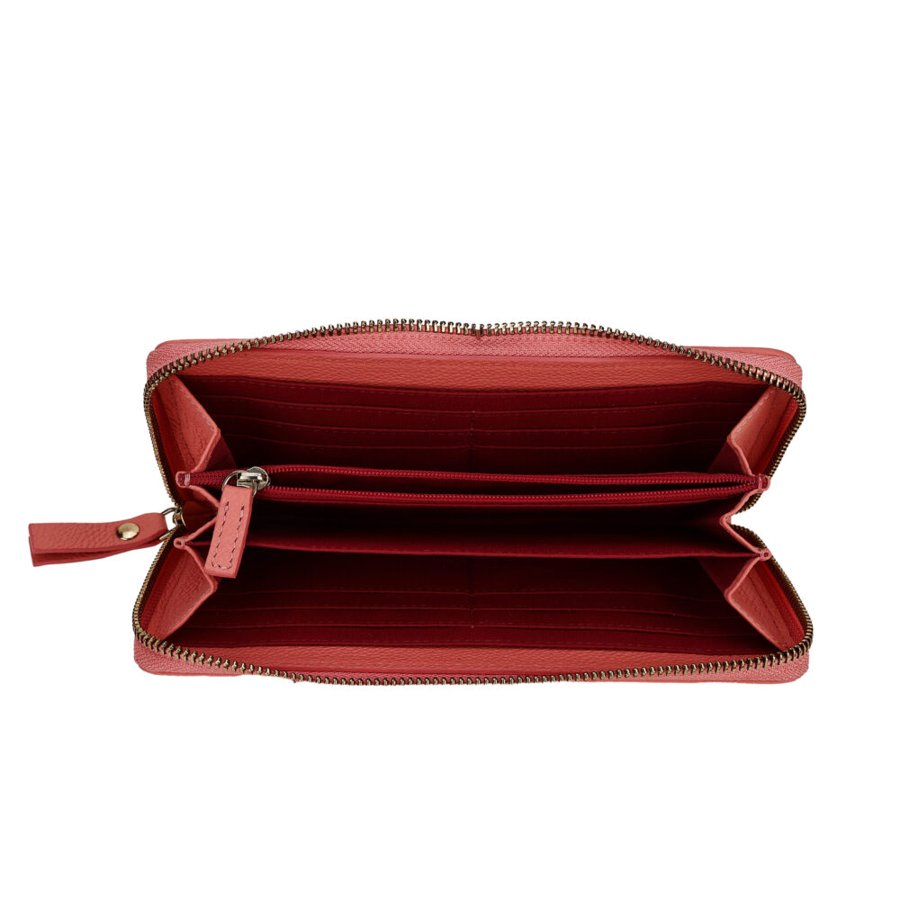 RI2K Genuine Leather Coral Pleated Zip Around Purse - Image 3