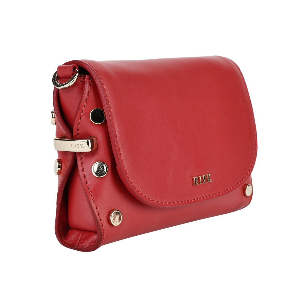 RI2K Stud Edge Genuine Leather Red Acrossbody Bag - Image 2