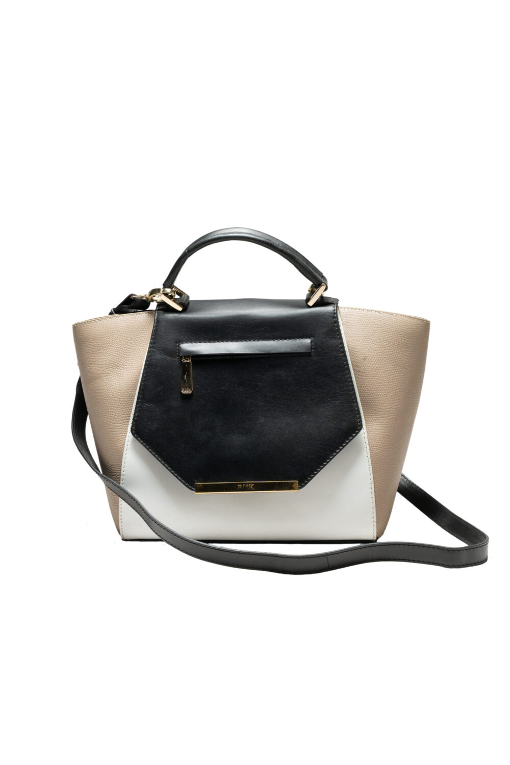 Isabella Black Beige White Shoulder Bag