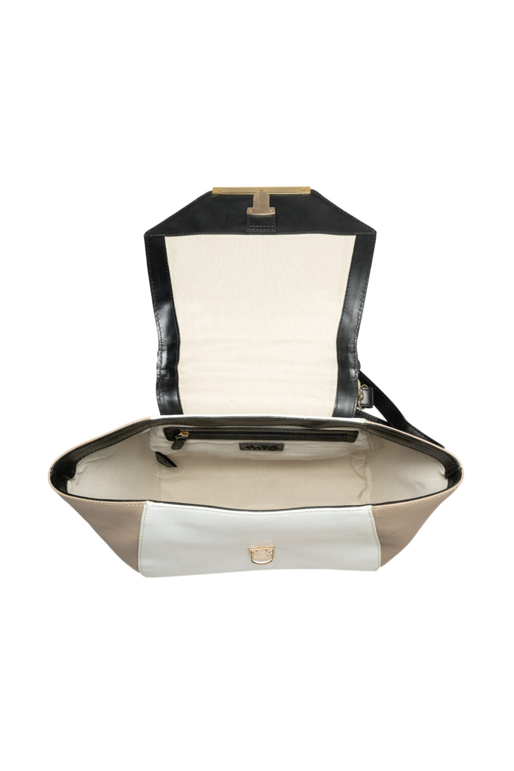 Isabella Black Beige White Shoulder Bag - Image 3