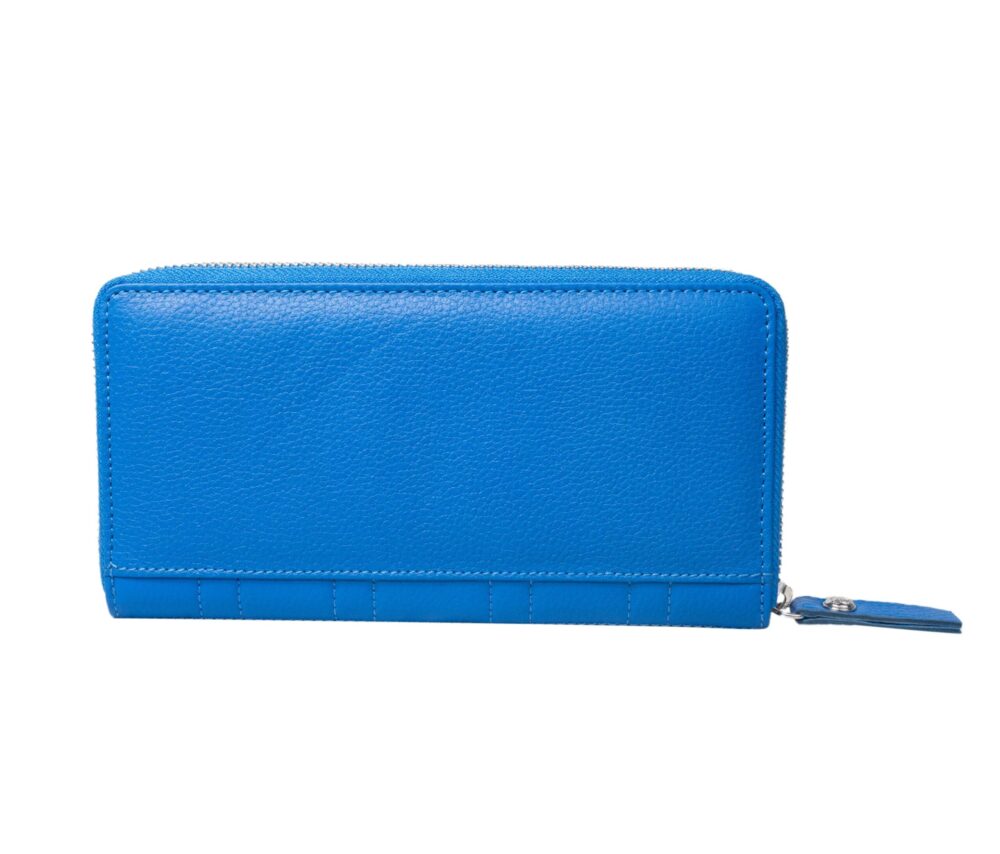 RI2K Genuine Leather Blue Quilted Zip Around Purse - Image 2