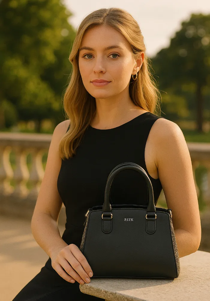 Black with Vibora Maya Flap Tote Bag