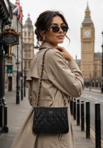 Noir Black Quilted Sling Bag