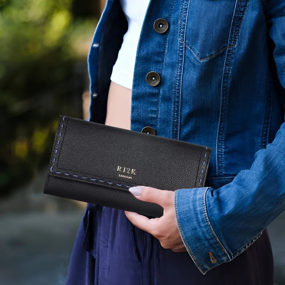Stella Black Blue Flap Purse