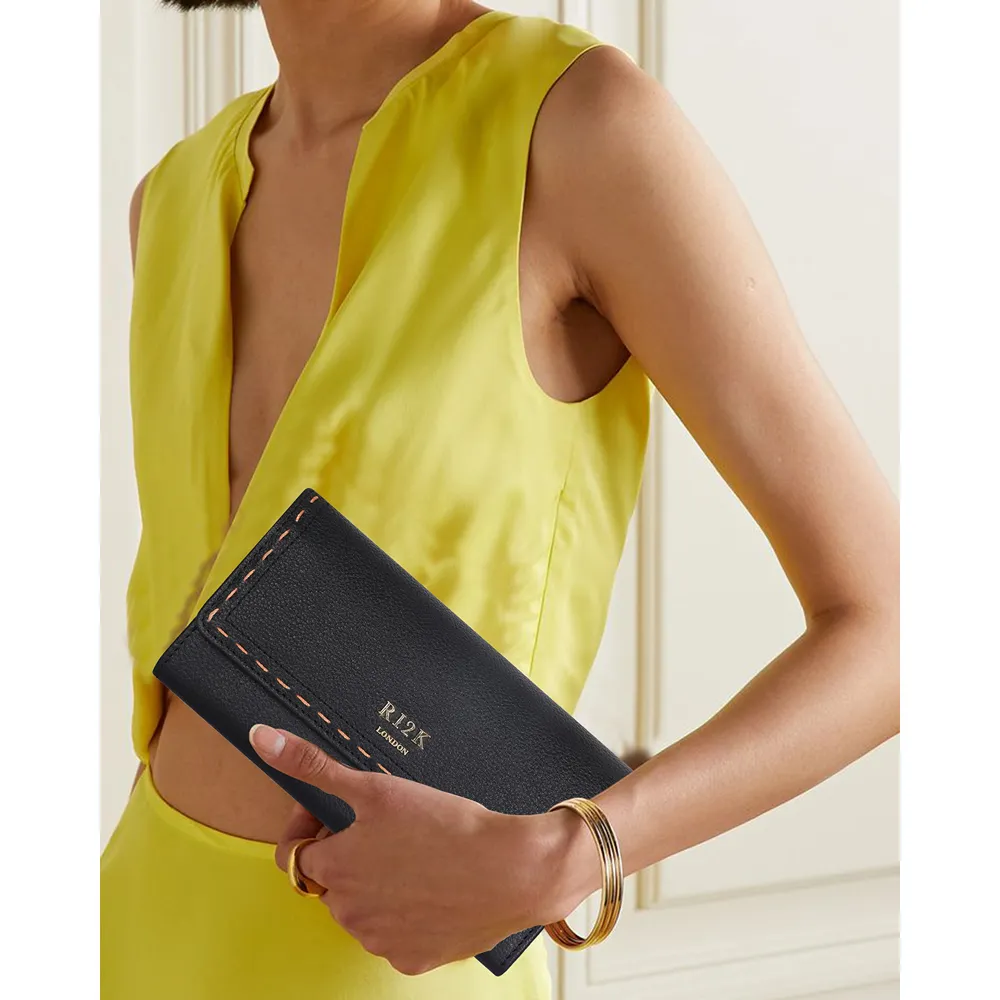 Stella Black Orange Flap Purse