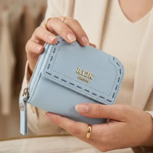 Sara Light Blue Tri-Fold Purse