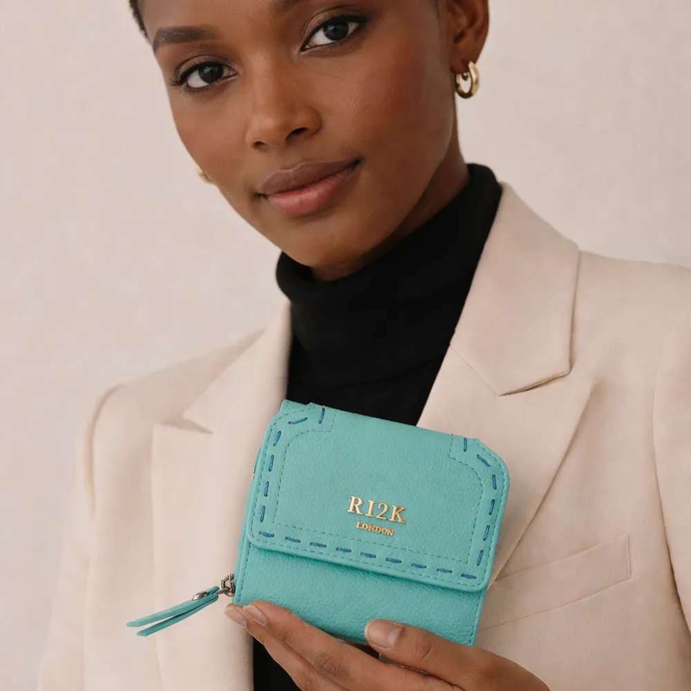 Sara Turquoise Tri-Fold Purse