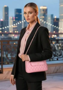 NOIR Light Pink Quilted Flap Sling Bag