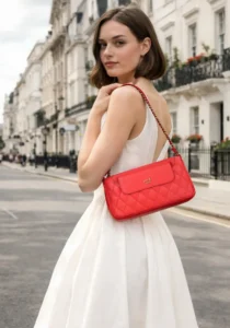 NOIR Light Red Quilted Flap Sling Bag