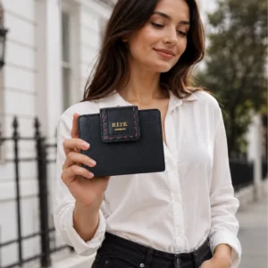 Zenith Black Red Tri-Fold Purse