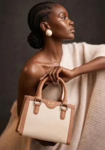 Samantha Cream Brown Handbag