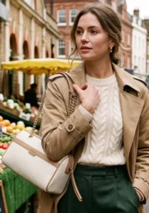 Madison Cream Brown Shoulder Bag